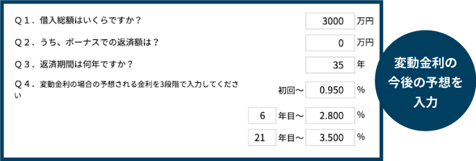 変動金利の予想も複数パターン入力